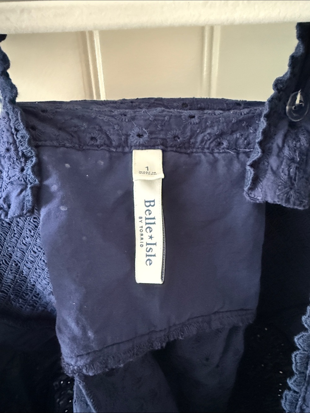 Torrid Navy Eyelet Ruffle Strap Tank - Picture 6 of 6